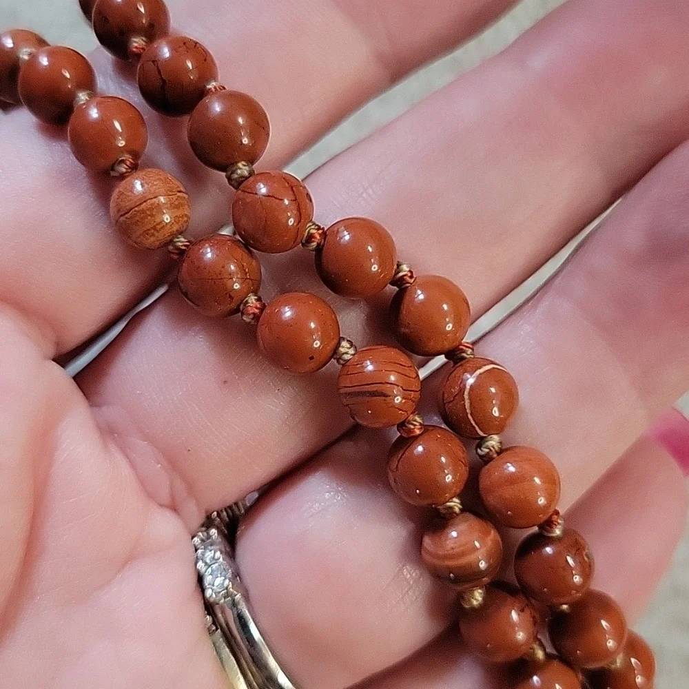RED JASPER MALA BEADS ZEN NECKLACE WRAP BRACELET